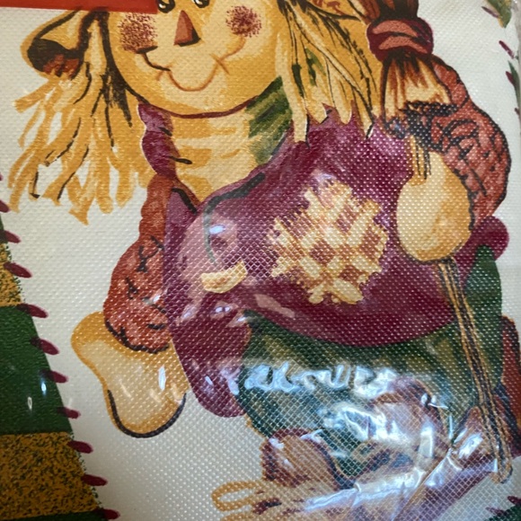 Fall Harvest Green Plaid Vinyl Oblong Felt Back Tablecloths Lot 2 52” X 70” NEW - Picture 1 of 11